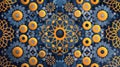 Intricate blue and beige mandala pattern design