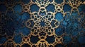 Intricate blue and beige mandala pattern design