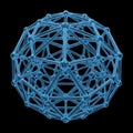 Intricate blue geodesic sphere structure with complex interconnected nodes Royalty Free Stock Photo