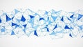Intricate Blue Geometric Network of Connected Triangles and Lines on a White Background Royalty Free Stock Photo