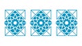 Intricate Blue Geometric Pattern Set - Islamic Art Inspiration, vector design Generative AI Royalty Free Stock Photo