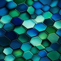 Intricate blue and green hexagon tessellation with captivating symmetry and repetition.