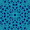 Intricate Blue Islamic Geometric Pattern on Dark Blue Background Royalty Free Stock Photo