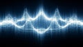 Intricate Blue Light Waveform with Vertical Lines and Grid Pattern sound wave audio Royalty Free Stock Photo