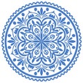 Intricate Blue Mandala Design with Floral Elements and Circular Pattern Royalty Free Stock Photo