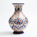 Intricate Blue And Orange Arabesque Vase: 19th Century French Academy Design
