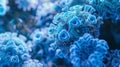 Intricate blue virus texture under microscope showing complex surface patterns realistic image Royalty Free Stock Photo