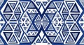 Intricate Blue and White Abstract Geometric Pattern with Triangles Royalty Free Stock Photo