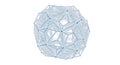 Intricate blue wireframe geometric sphere composed of interconnected lines and nodes on a clean white background Royalty Free Stock Photo