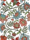 Seamless Bohemian Floral Paisley - Red and Blue Royalty Free Stock Photo