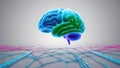 Intricate Brain Design Intertwined with Colorful Wires and Cables Symbolizing Complex Thought Processes and Technological