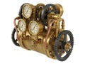 Intricate brass steampunk engine Royalty Free Stock Photo