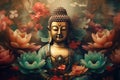 Intricate Buddha lotus position art. Generate Ai Royalty Free Stock Photo