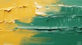 Abstract Yellow and Dark Green Art: Closeup Canvas Texture with Acrylic Brushstroke Effects