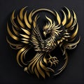 Immortal golden phoenix bird logo design.