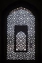 Intricate carving of stone window grill at Humayuns Tomb, Delhi