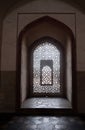 Intricate carving of stone window grill at Humayuns Tomb, Delhi Royalty Free Stock Photo