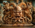 The intricate carvings of a dynasty era wooden ai generated