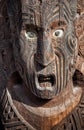 Close up of Maori Mask carving, Rotorua, New Zealand Royalty Free Stock Photo