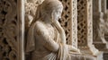 Intricate carvings on a marble statue. AI generated