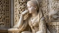 Intricate carvings on a marble statue. AI generated