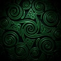 Intricate Celtic-inspired design featuring green spirals and Royalty Free Stock Photo