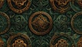 Celtic knotwork pattern with gold and green designs Royalty Free Stock Photo