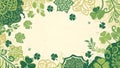 Intricate Celtic Knotwork and Shamrock Border on Cream Textured Background with Green Tones Royalty Free Stock Photo