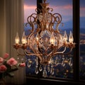 Intricate Chandelier Made of Flickering Candles Illuminate Grand Ballroom