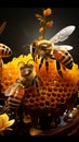 Intricate choreography bees and bugs create a lively aura around the beehive Royalty Free Stock Photo