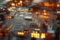 Intricate circuit board assembly with robotic arms in a high tech manufacturing environment