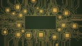 Intricate Circuit Board with Central Processor and Multiple Microchips Royalty Free Stock Photo