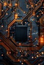 Intricate Circuit Board With Glowing Red Connectors and Electronic Components Royalty Free Stock Photo