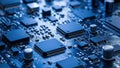 Intricate circuit board with multiple integrated circuits Royalty Free Stock Photo