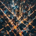 City grid lights up with evening illumination Royalty Free Stock Photo