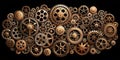 Intricate clockwork mechanism a complex array of bronze gears interlocking in a seamless pattern. Generative AI Royalty Free Stock Photo