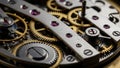 Intricate clockwork mechanism featuring interlocking gears and wheels Royalty Free Stock Photo