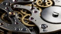 Intricate clockwork mechanism featuring interlocking gears and wheels Royalty Free Stock Photo