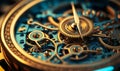 Intricate clockwork mechanism showcasing precision engineering with golden gears and cogs in close-up Royalty Free Stock Photo