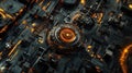 Intricate close-up of a futuristic circuit board with glowing elements
