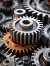 Intricate close-up of interlocking metal gears highlighting precision engineering Royalty Free Stock Photo