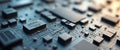Intricate close-up of a modern microchip circuit board