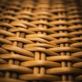 Intricate close-up of wicker weaving pattern. Features interlaced, parallel strands of ligh Royalty Free Stock Photo