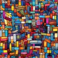 an intricate color block pattern, in the style of colorful graffiti-like