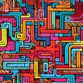 an intricate color block pattern, in the style of colorful graffiti-like