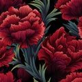 Intricate And Colorful Carnation Vector Pattern On Black Background