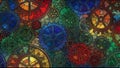 Vibrant Stained Glass Gears Seamless Pattern Royalty Free Stock Photo