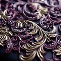 Intricate, colorful woodcarvings on a black tabletop with gold accents
