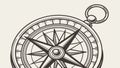 Intricate Compass Rose Vector: Classic Navigational Map Element Design, vector design Generative AI Royalty Free Stock Photo