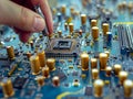 Intricate Computer Hardware Repair and Maintenance in Technical Industrial Workshop Setting